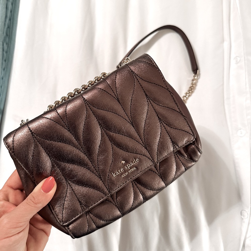Kate Spade ♠️ Mini Emelyn Briar Lane Quilted Metallic Oak Bag